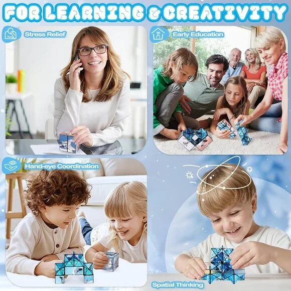 2 in 1 Magic Cube Set, Fidget Toy for Kids Adults, Yoshimoto Cube for Ages 8-12, - Picture 7 of 8